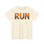 RUN Graphic Tee — Cityscape Running Shirt for Runners & Fitness Enthusiasts