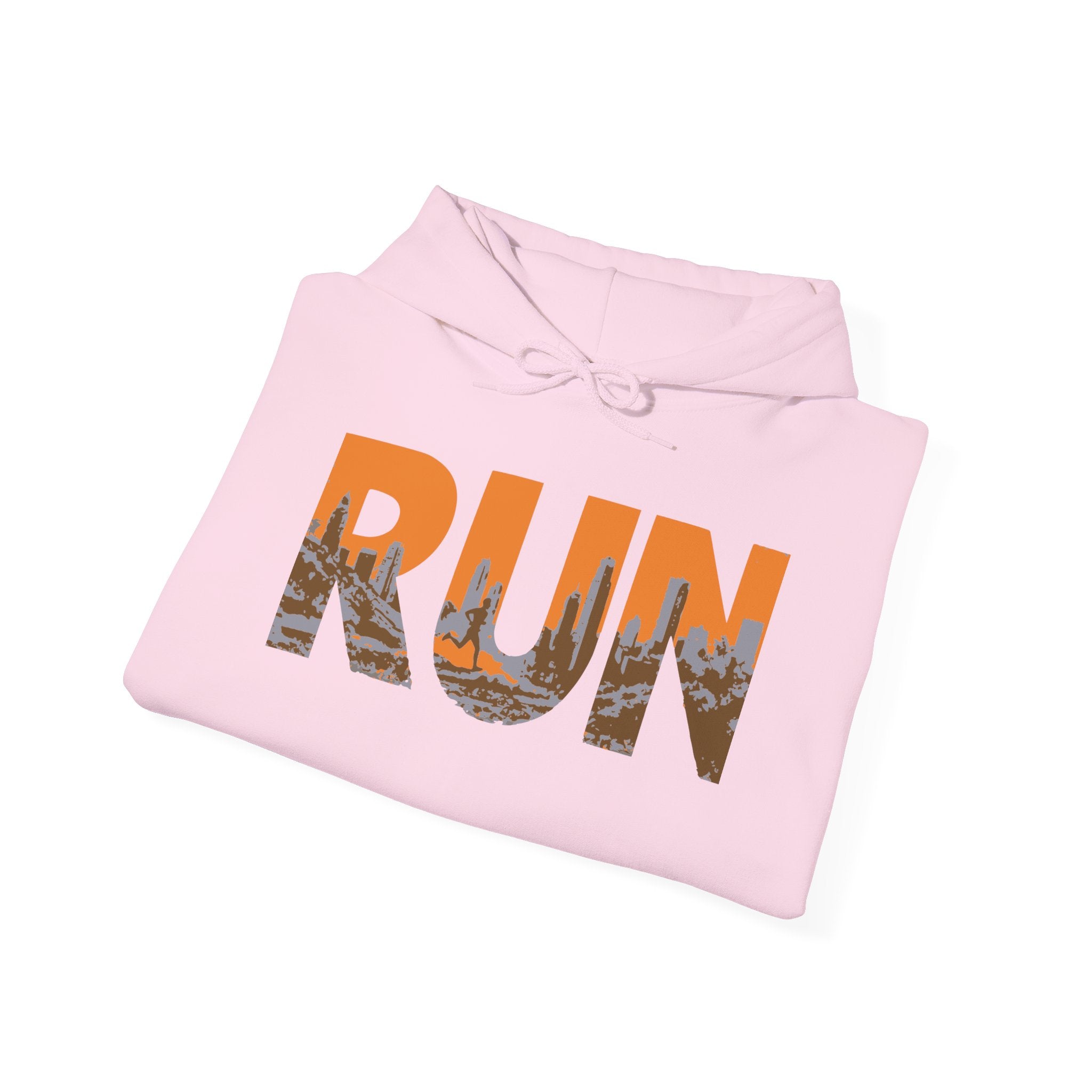 Run Graphic Hoodie — City Scape Silhouette Running Sweatshirt