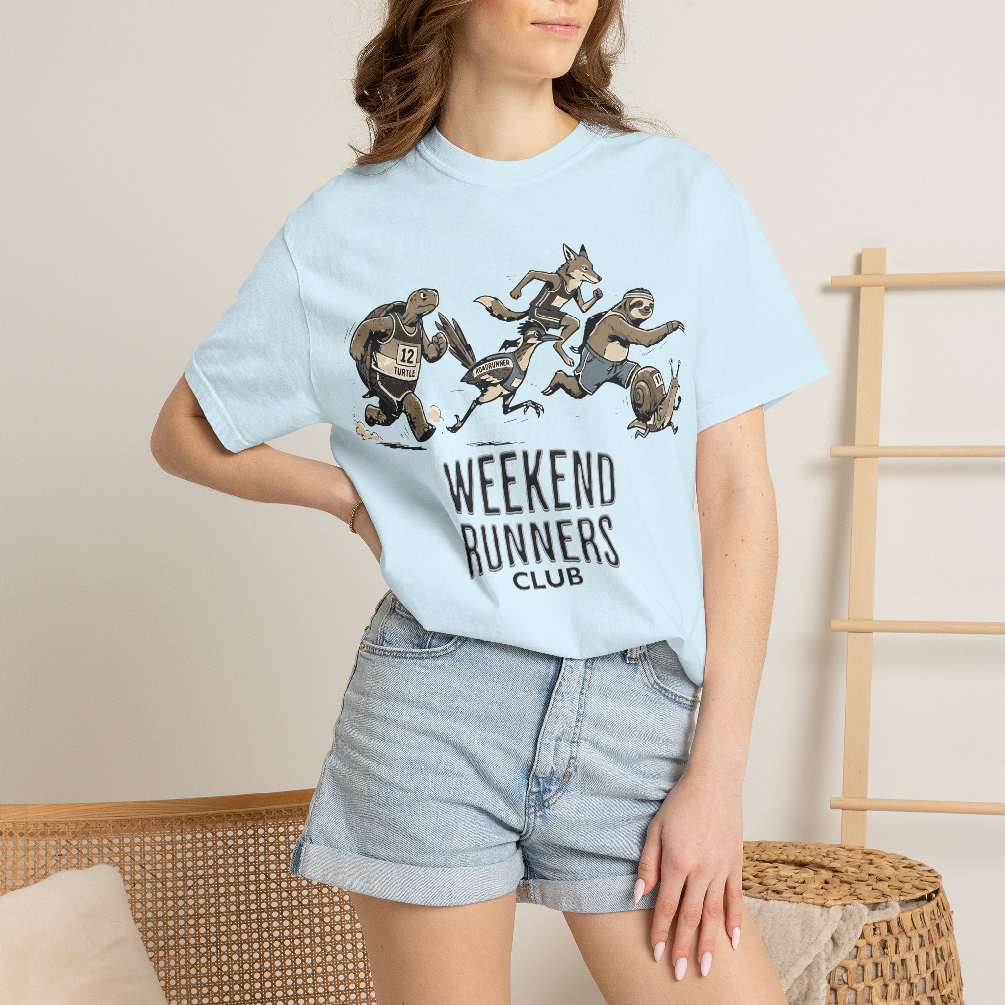 Funny Cartoon Animal Runner T-Shirt — Humorous Running Personality Tee