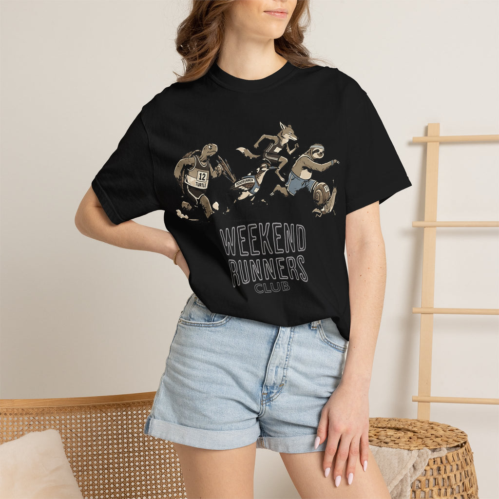 Funny Cartoon Animal Runner T-Shirt — Humorous Running Personality Tee