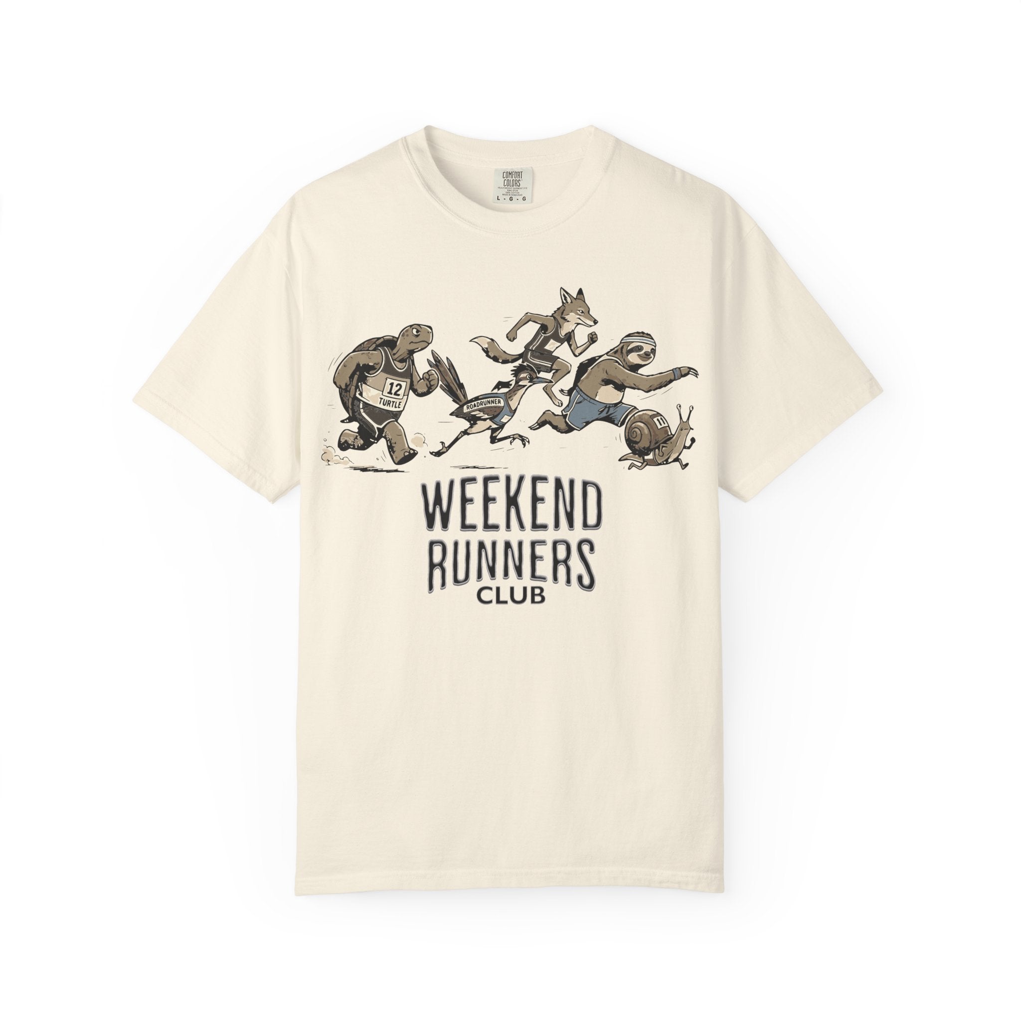 Funny Cartoon Animal Runner T-Shirt — Humorous Running Personality Tee