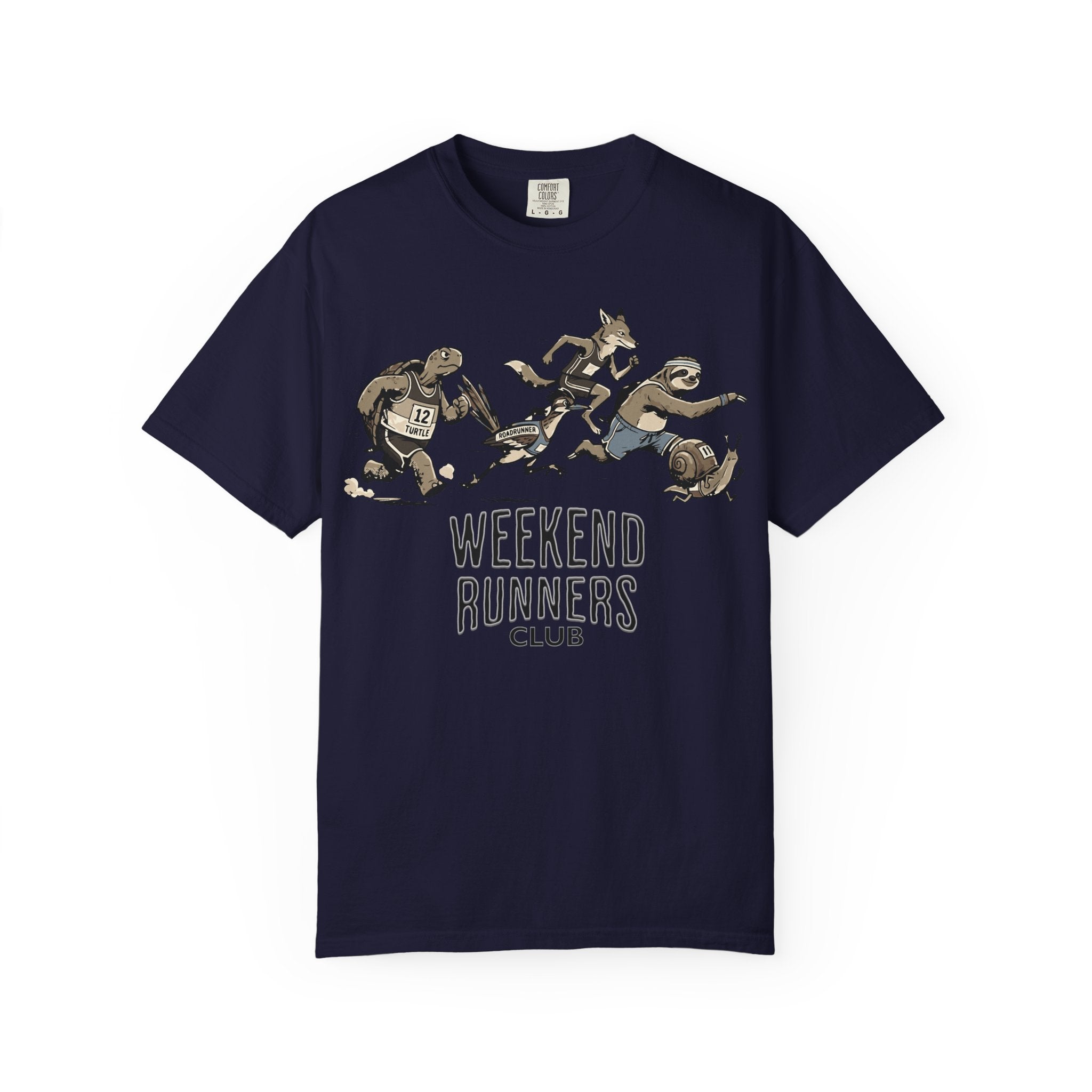 Funny Cartoon Animal Runner T-Shirt — Humorous Running Personality Tee