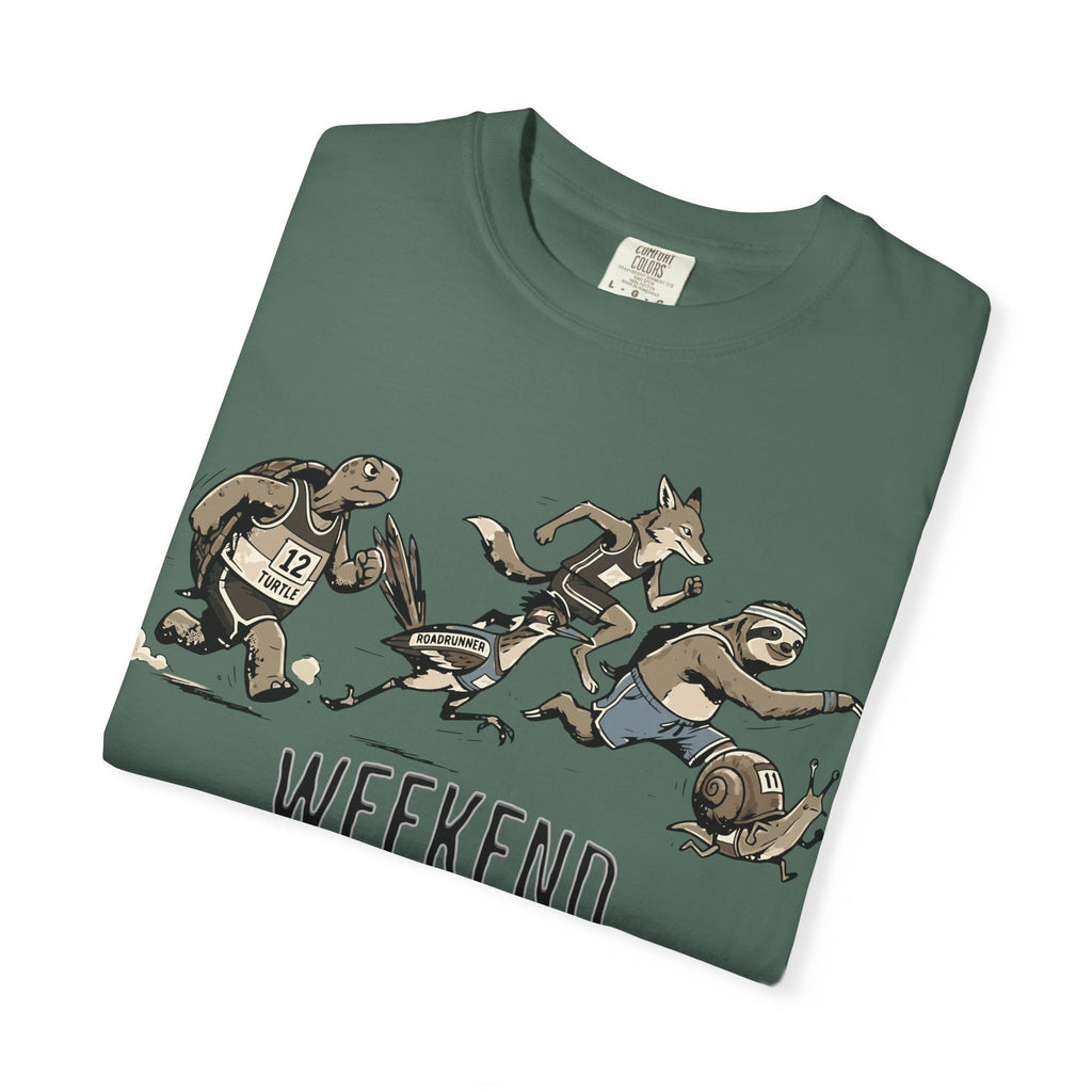 Funny Cartoon Animal Runner T-Shirt — Humorous Running Personality Tee