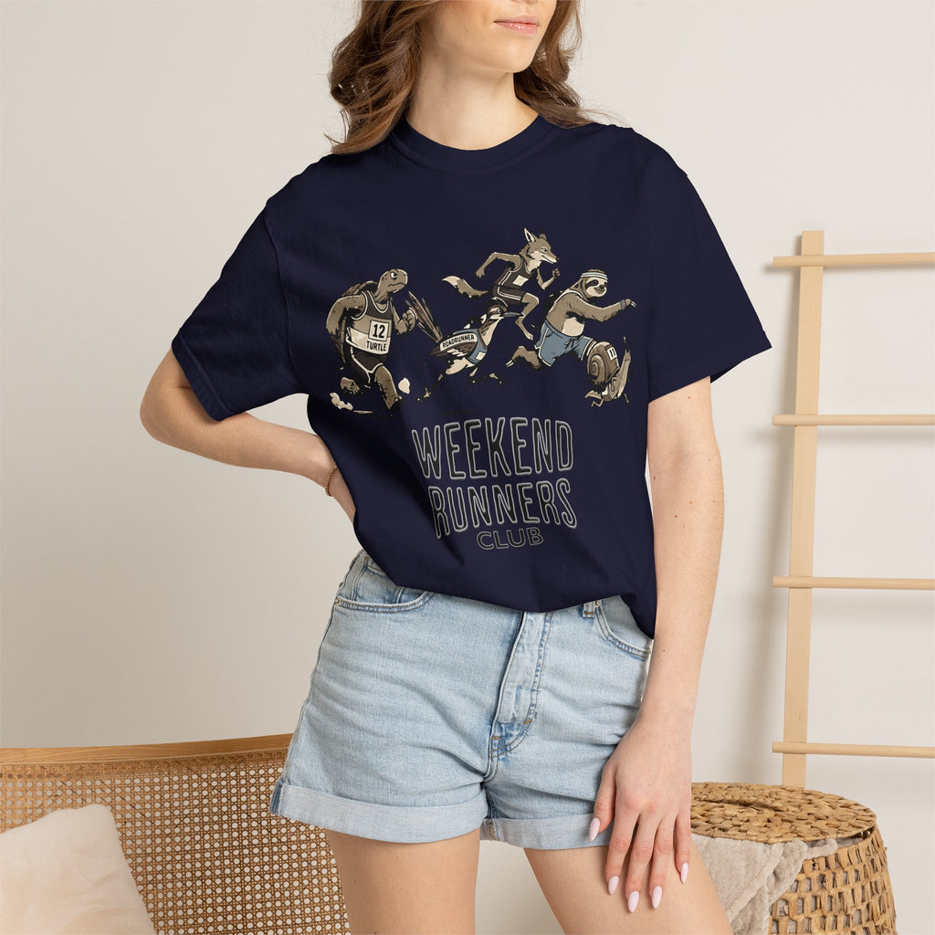 Funny Cartoon Animal Runner T-Shirt — Humorous Running Personality Tee