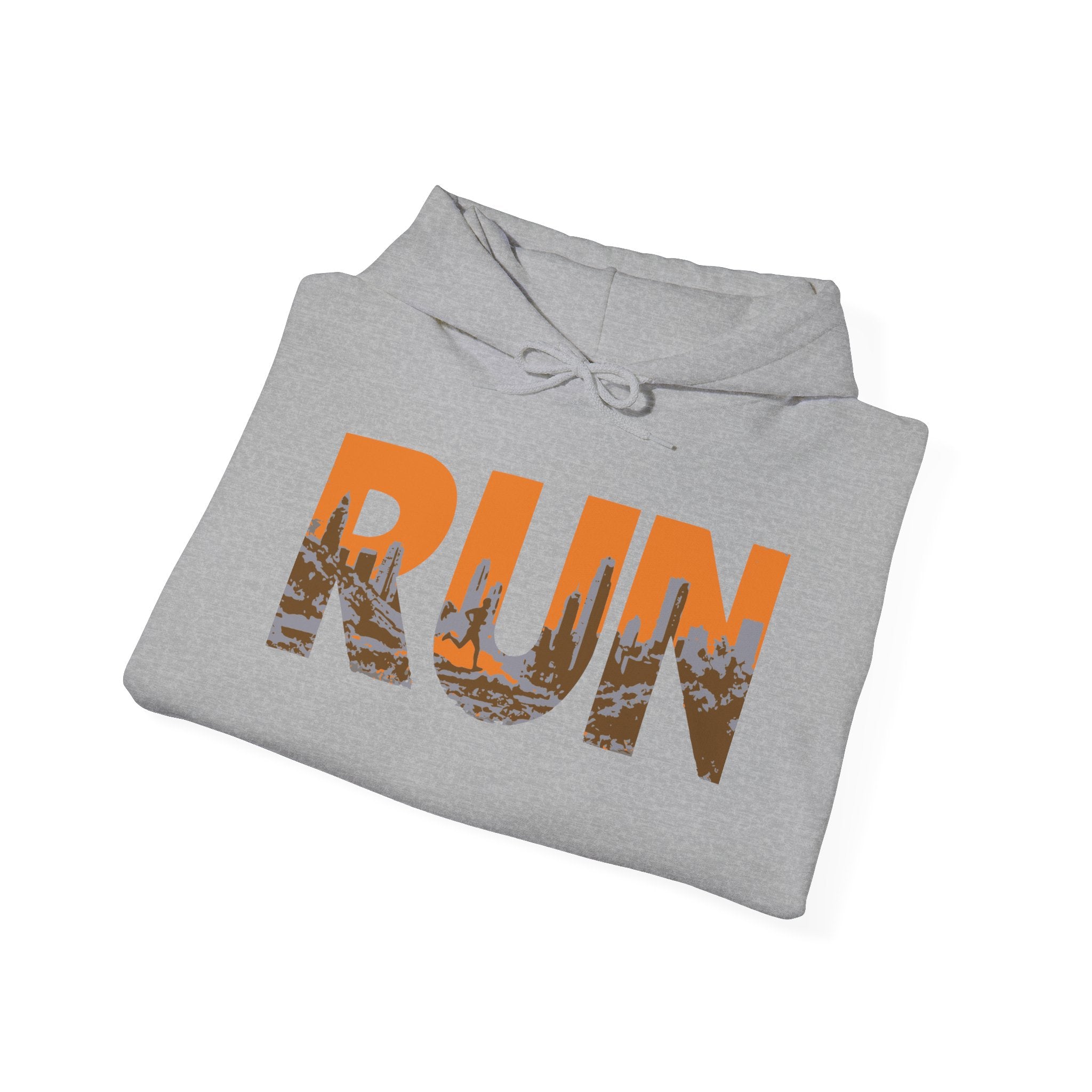 Run Graphic Hoodie — City Scape Silhouette Running Sweatshirt
