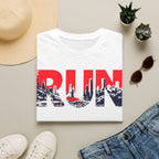 RUN (Red White and Blue) T‑Shirt — Bold Skyline Running Design