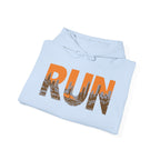 Run Graphic Hoodie — City Scape Silhouette Running Sweatshirt