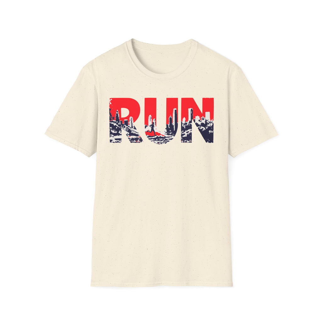 RUN (Red White and Blue) T‑Shirt — Bold Skyline Running Design