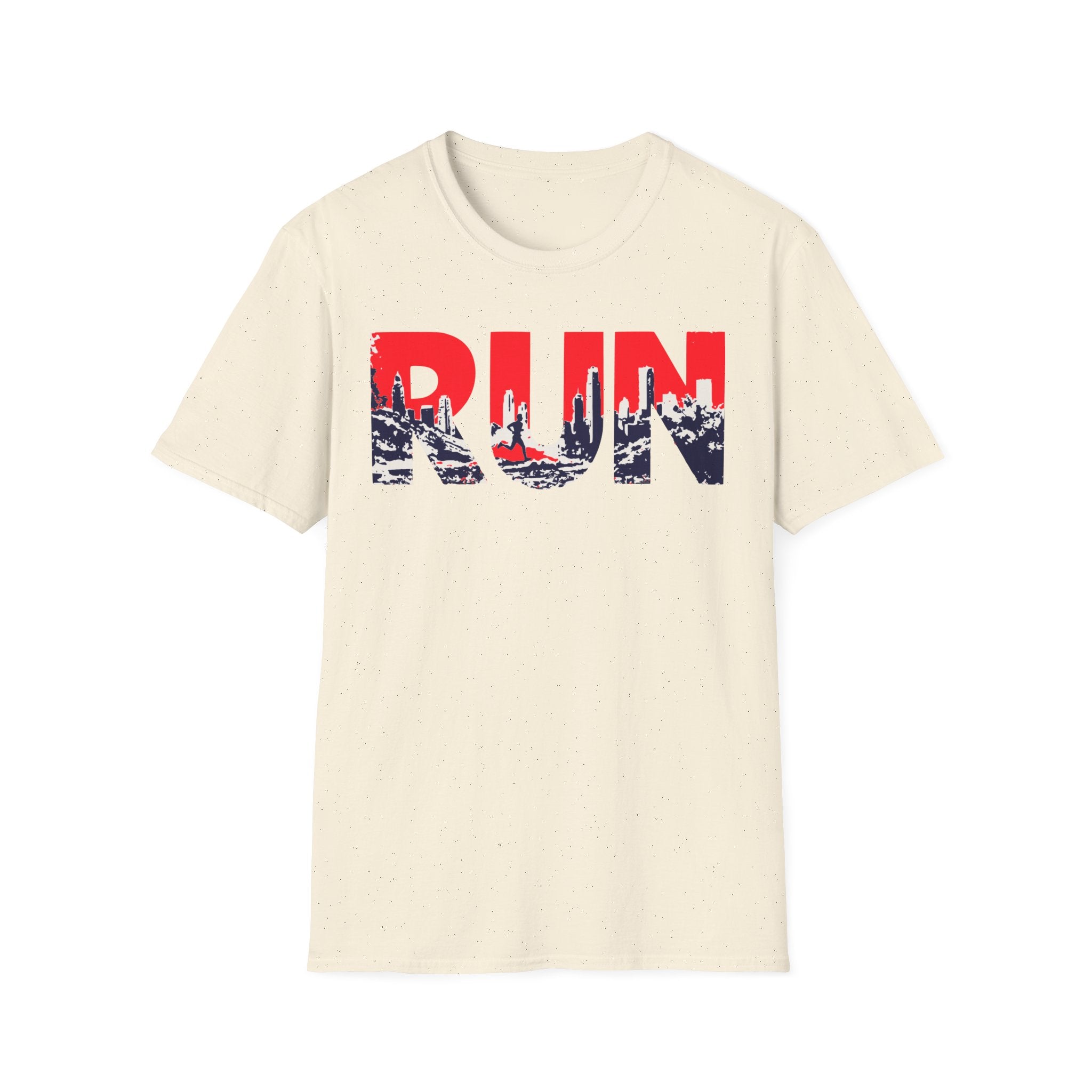 RUN (Red White and Blue) T‑Shirt — Bold Skyline Running Design