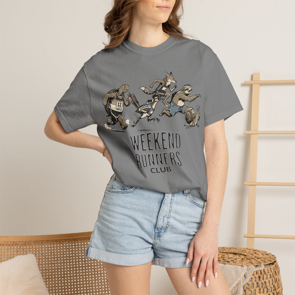 Funny Cartoon Animal Runner T-Shirt — Humorous Running Personality Tee