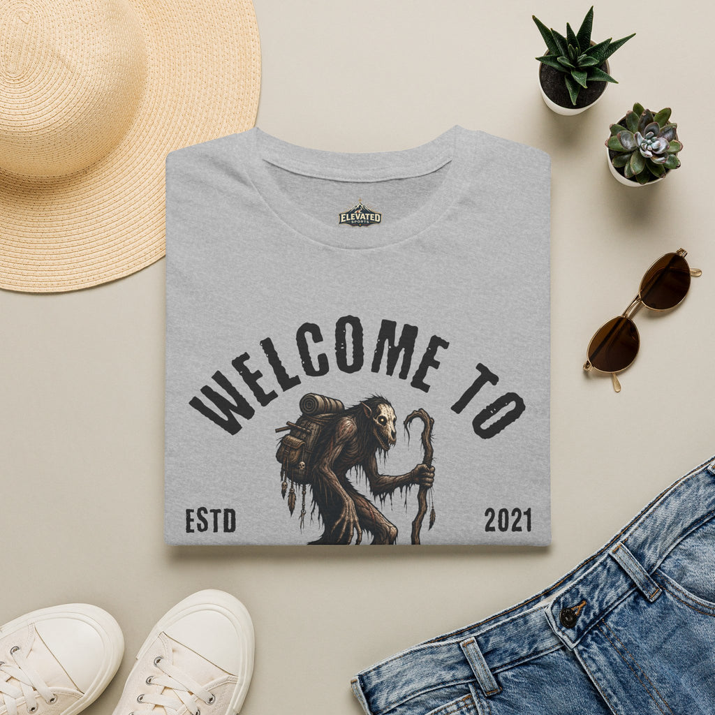 Welcome to the Mountain T-Shirt — Bigfoot/Sasquatch Graphic Tee (Est. 2021)
