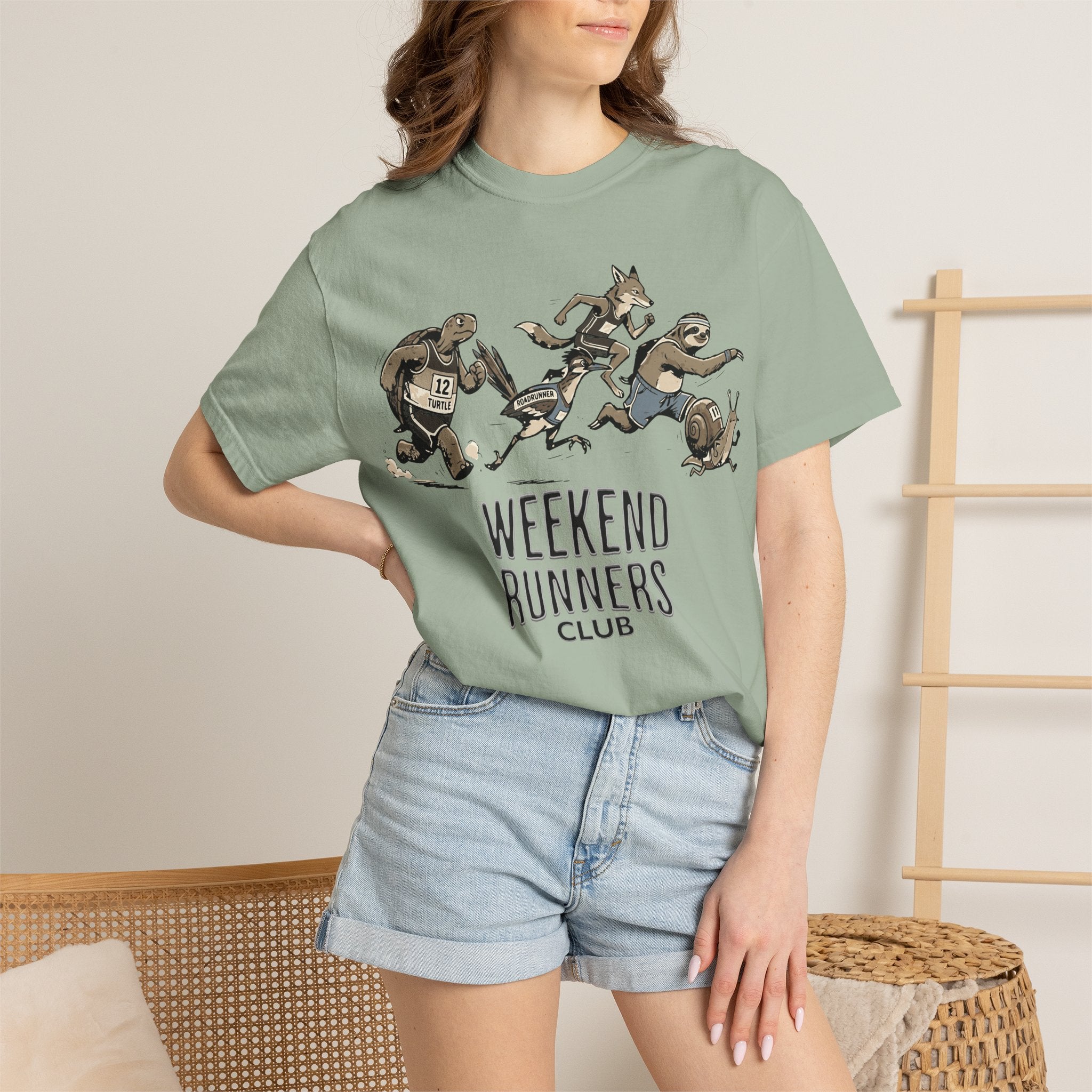 Funny Cartoon Animal Runner T-Shirt — Humorous Running Personality Tee