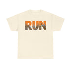 RUN Graphic Tee — Cityscape Running Shirt for Runners & Fitness Enthusiasts