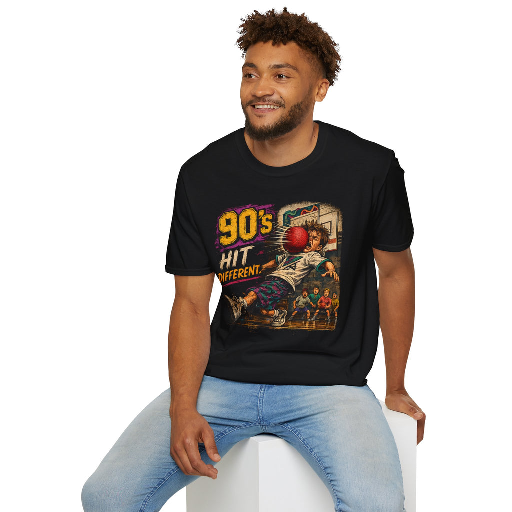 90's Hit Different T-Shirt — Nostalgic Retro Dodgeball Graphic Tee