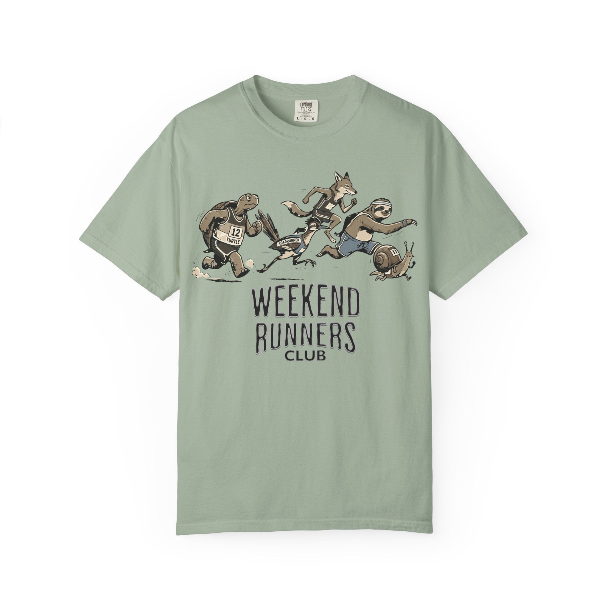 Funny Cartoon Animal Runner T-Shirt — Humorous Running Personality Tee
