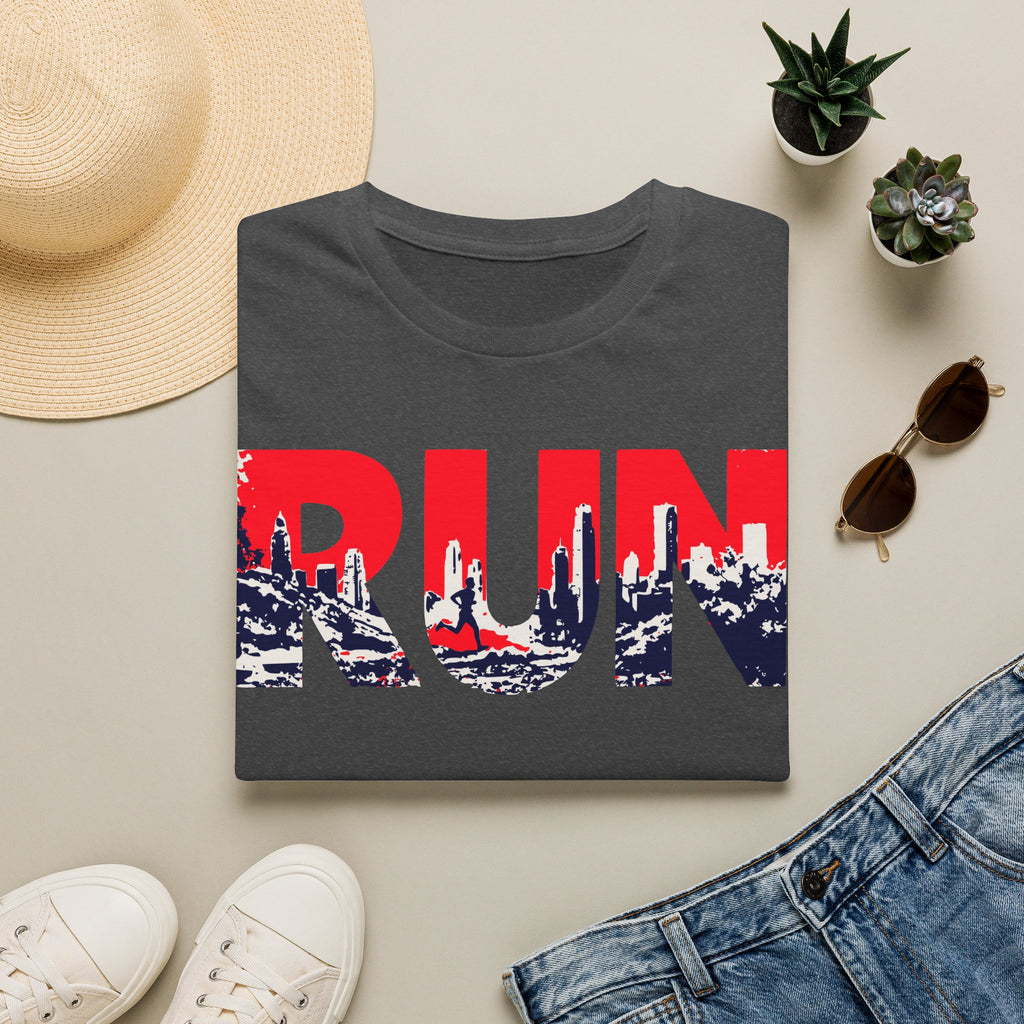 RUN (Red White and Blue) T‑Shirt — Bold Skyline Running Design