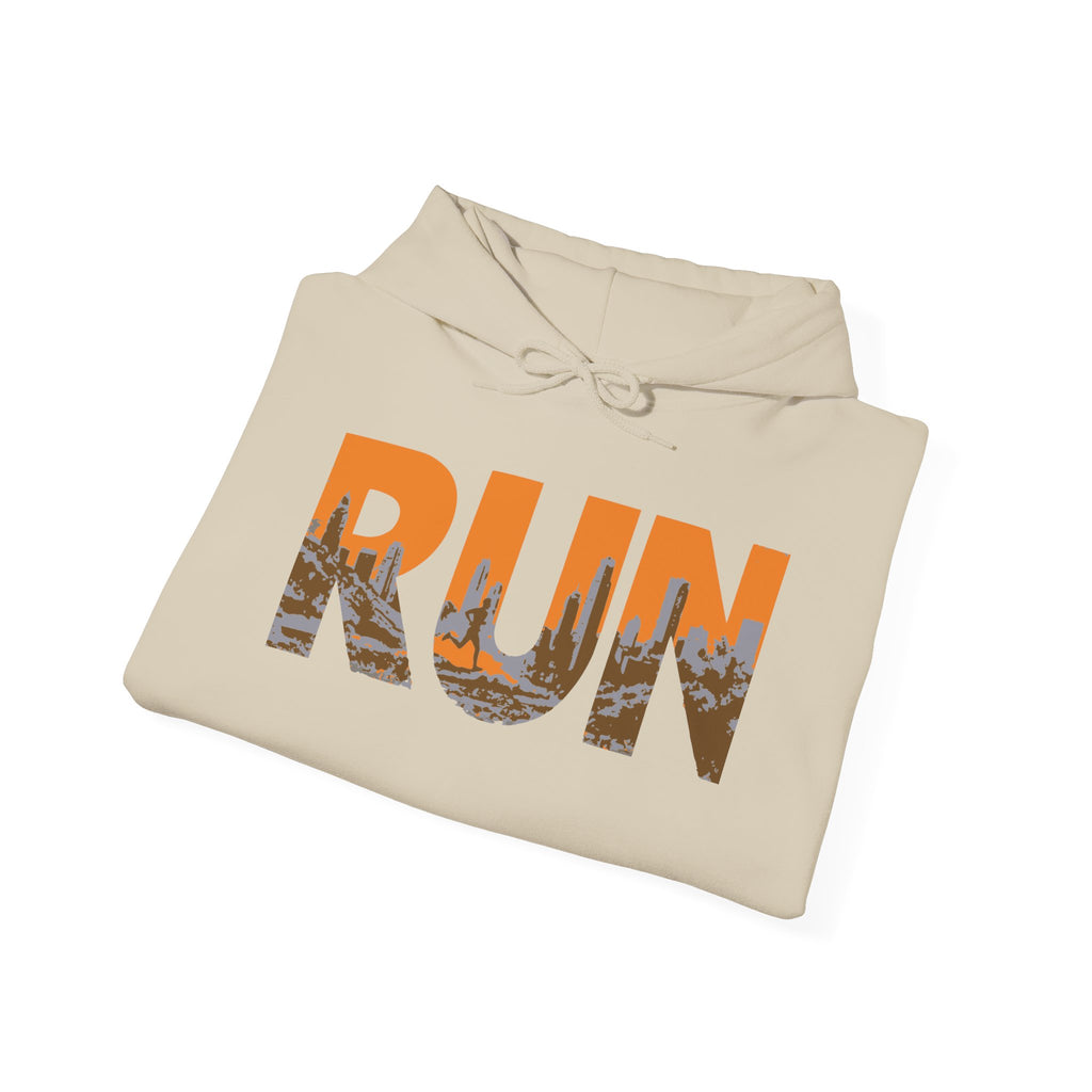 Run Graphic Hoodie — City Scape Silhouette Running Sweatshirt