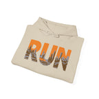 Run Graphic Hoodie — City Scape Silhouette Running Sweatshirt