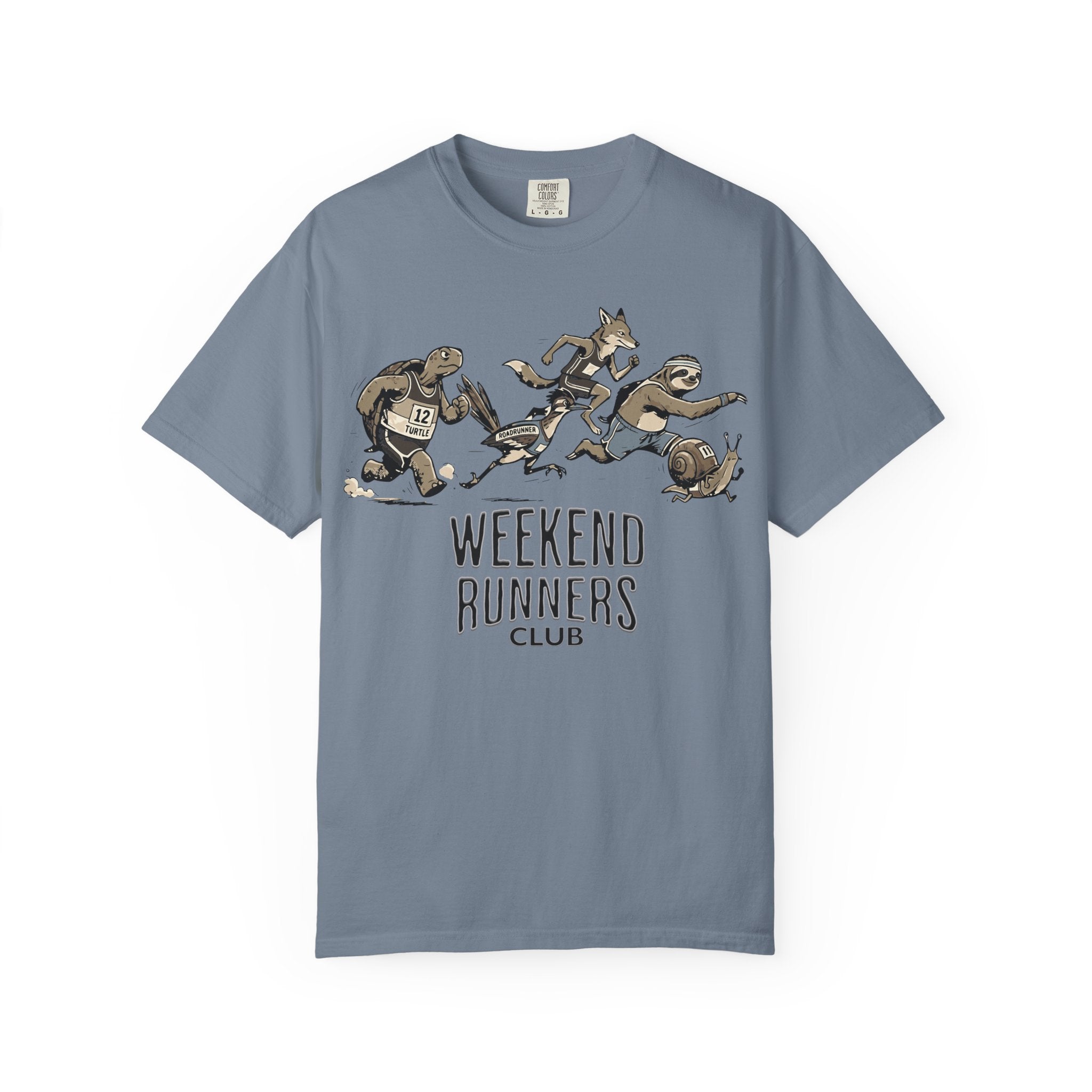 Funny Cartoon Animal Runner T-Shirt — Humorous Running Personality Tee
