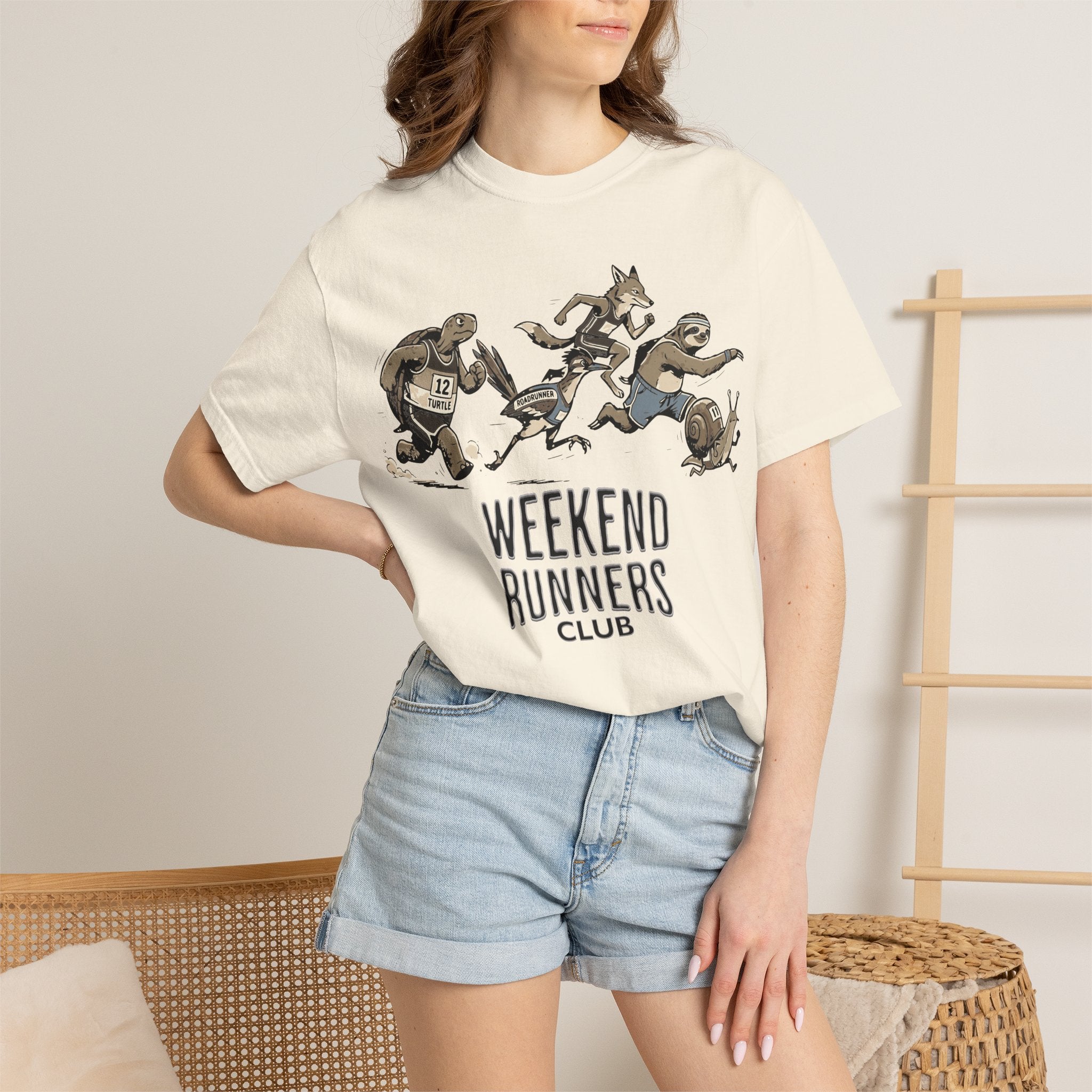 Funny Cartoon Animal Runner T-Shirt — Humorous Running Personality Tee