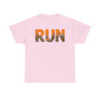 RUN Graphic Tee — Cityscape Running Shirt for Runners & Fitness Enthusiasts