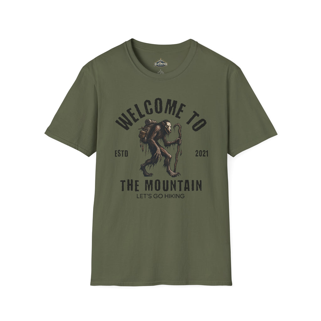 Welcome to the Mountain T-Shirt — Bigfoot/Sasquatch Graphic Tee (Est. 2021)
