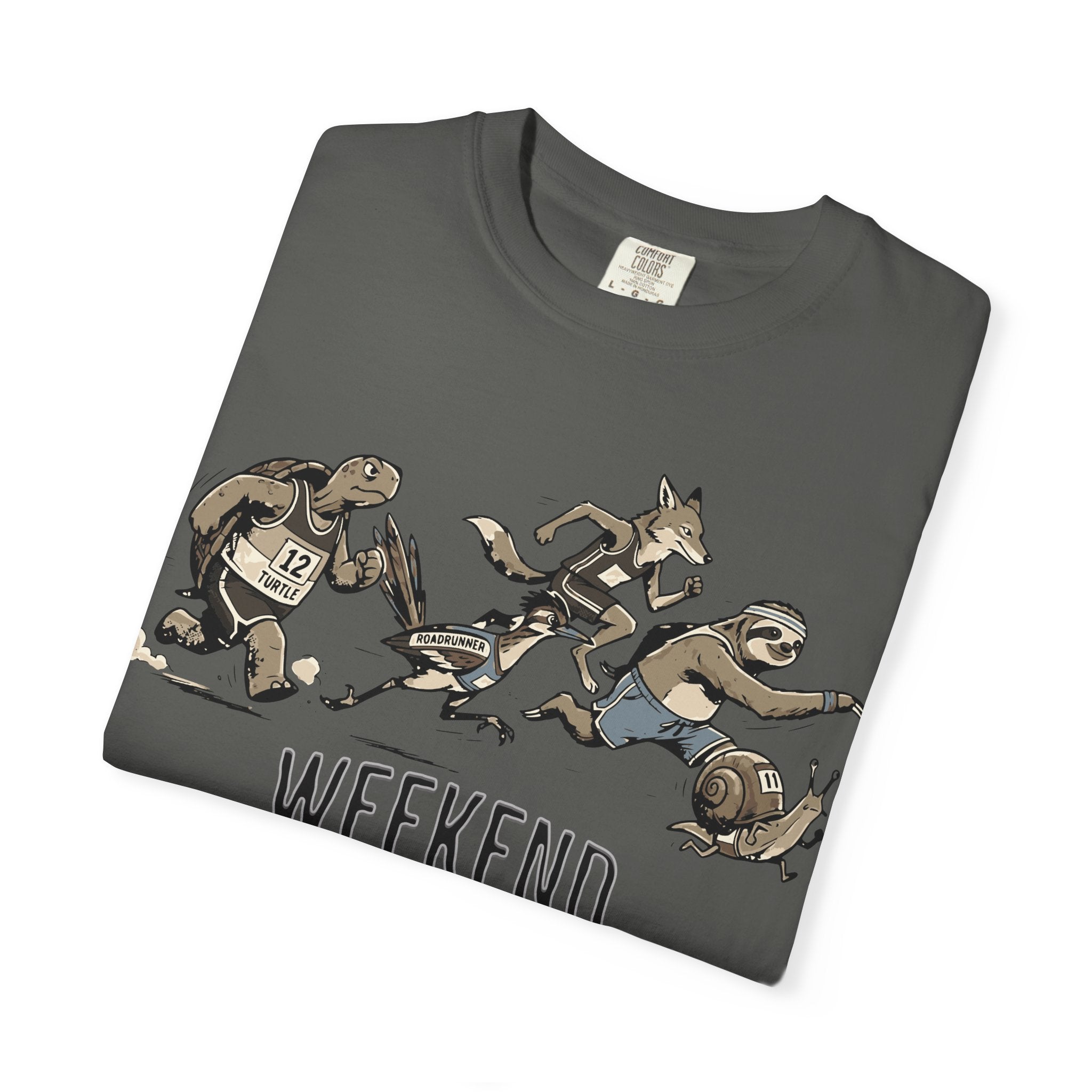 Funny Cartoon Animal Runner T-Shirt — Humorous Running Personality Tee
