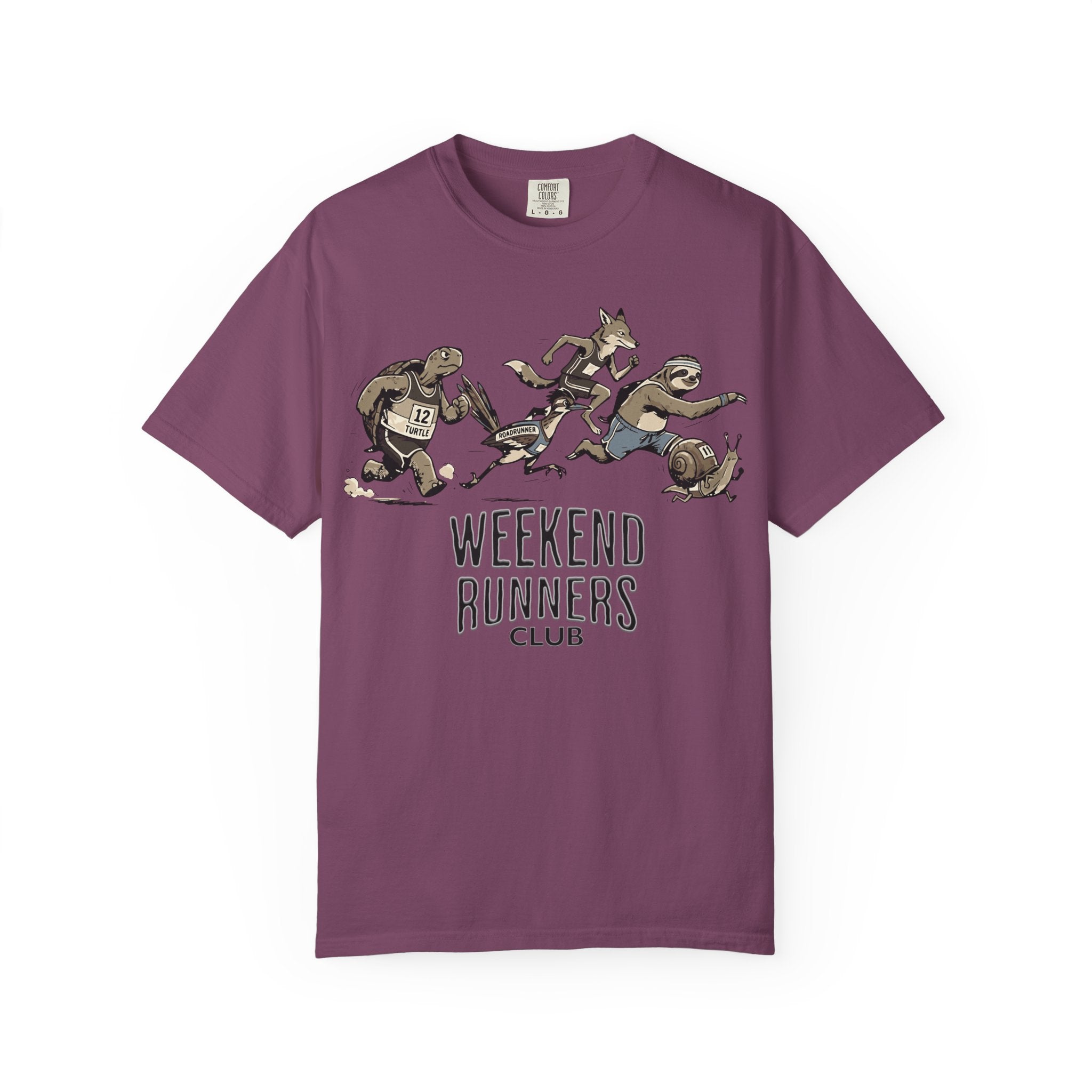 Funny Cartoon Animal Runner T-Shirt — Humorous Running Personality Tee