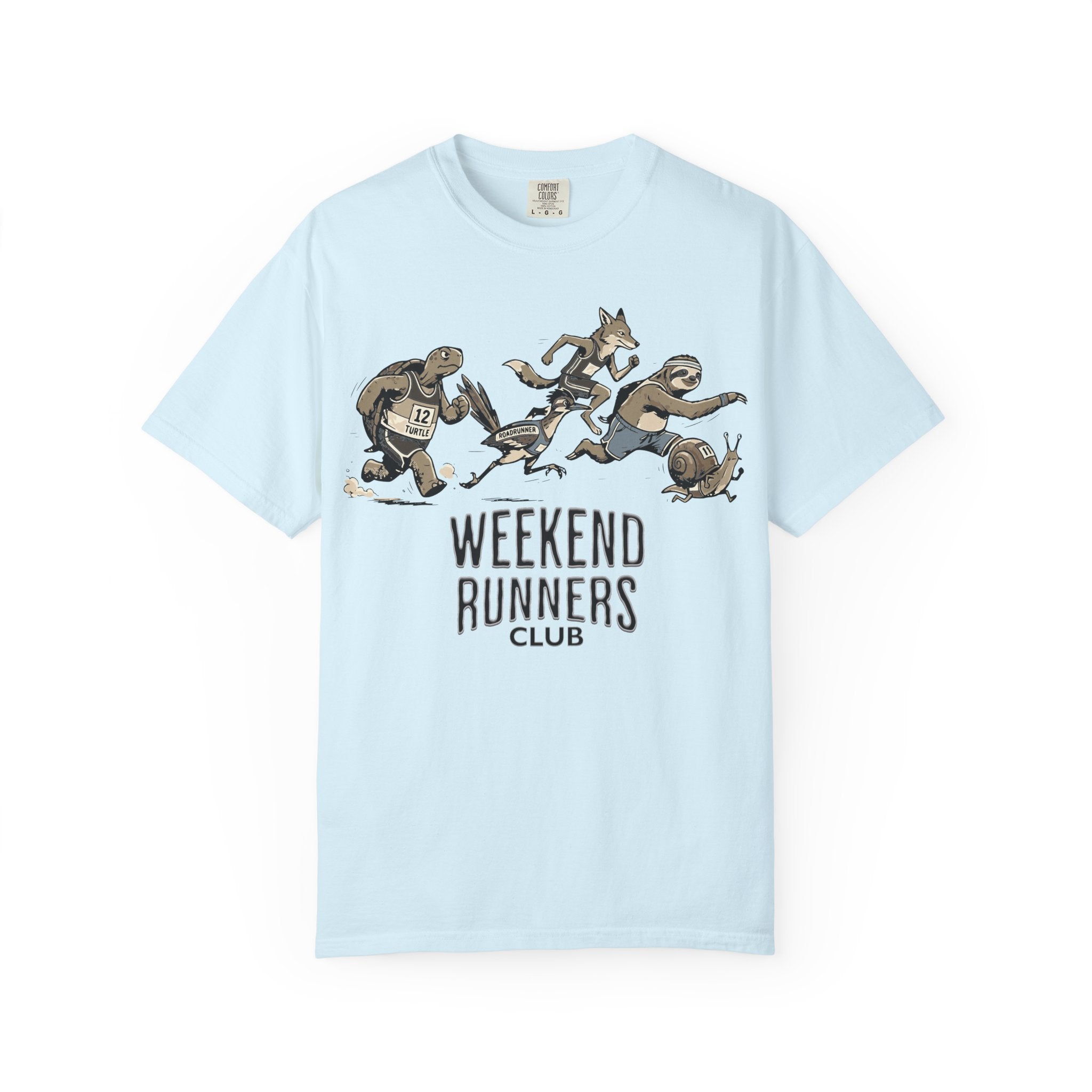 Funny Cartoon Animal Runner T-Shirt — Humorous Running Personality Tee