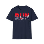 RUN (Red White and Blue) T‑Shirt — Bold Skyline Running Design