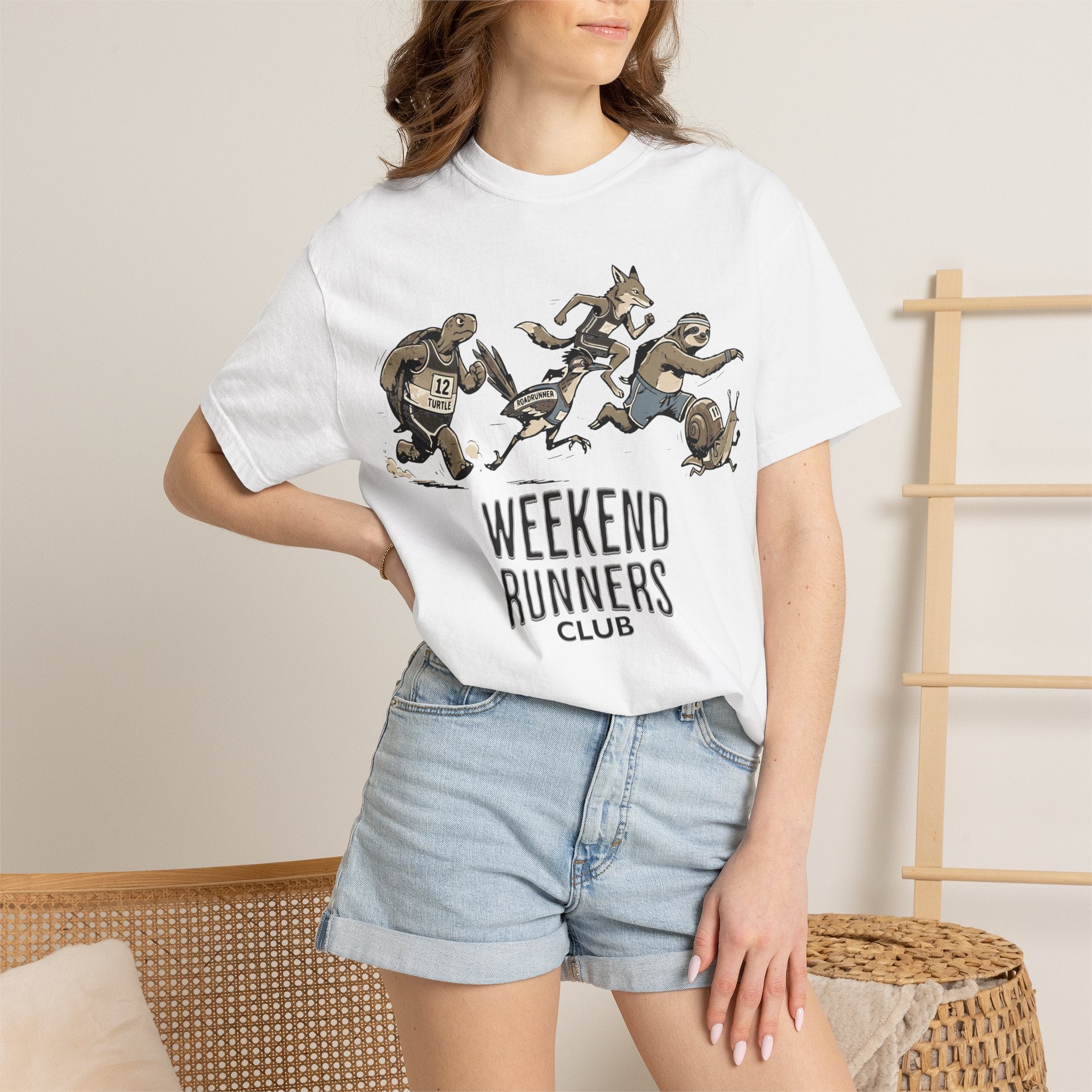 Funny Cartoon Animal Runner T-Shirt — Humorous Running Personality Tee