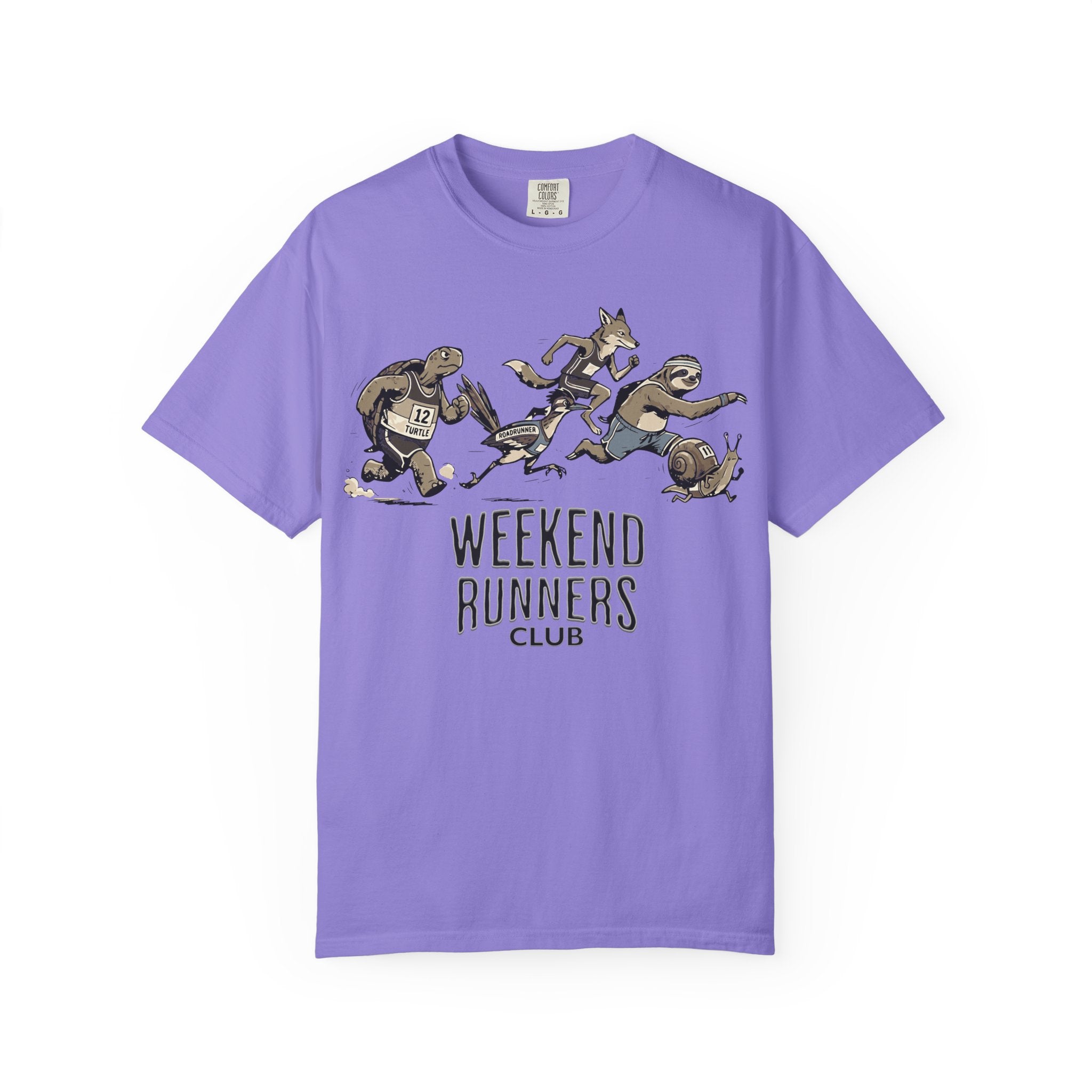Funny Cartoon Animal Runner T-Shirt — Humorous Running Personality Tee