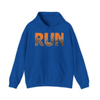 Run Graphic Hoodie — City Scape Silhouette Running Sweatshirt