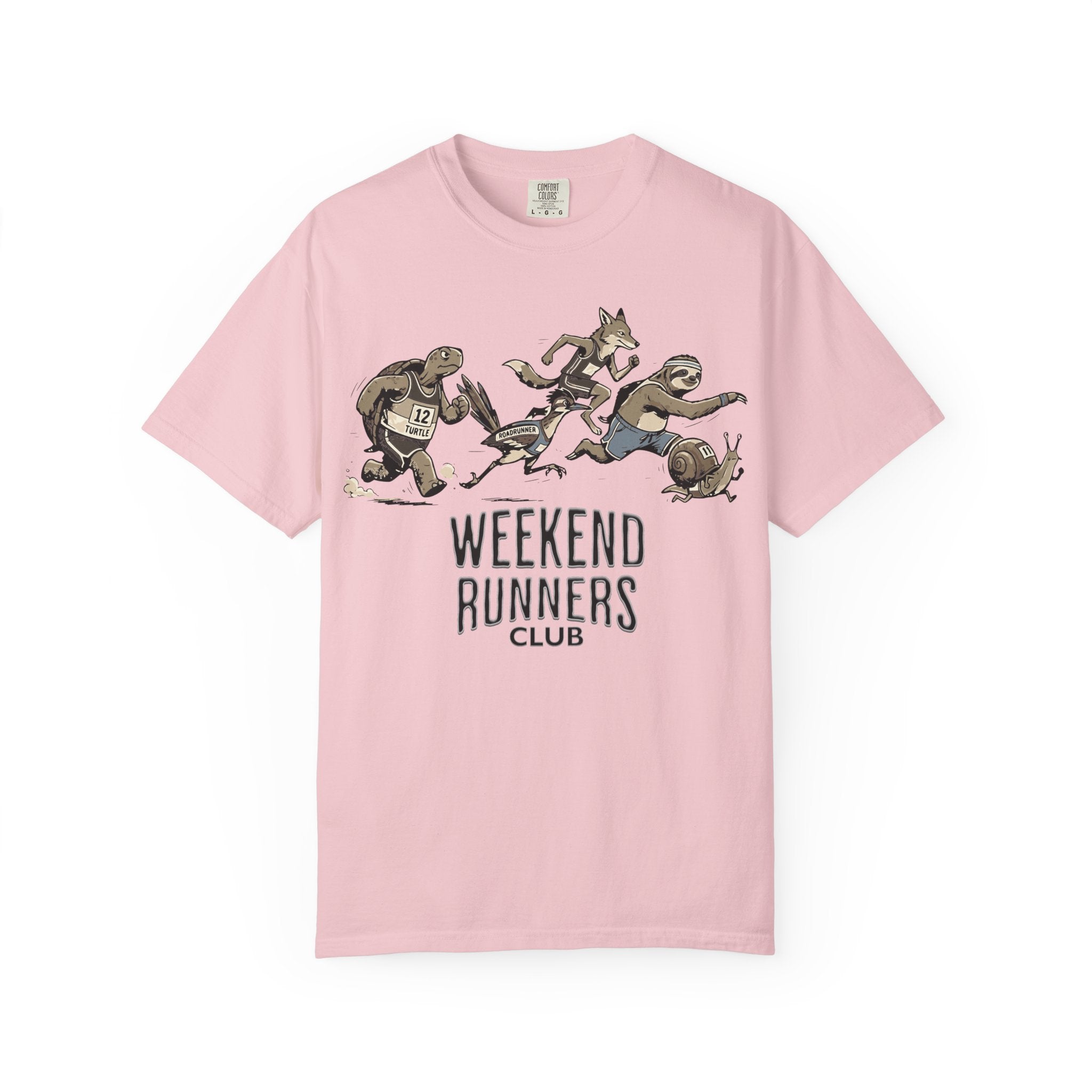 Funny Cartoon Animal Runner T-Shirt — Humorous Running Personality Tee