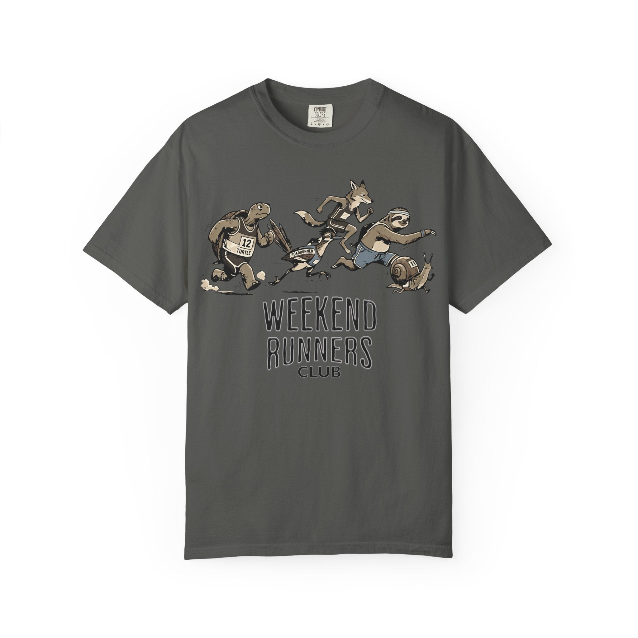 Funny Cartoon Animal Runner T-Shirt — Humorous Running Personality Tee