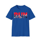RUN (Red White and Blue) T‑Shirt — Bold Skyline Running Design