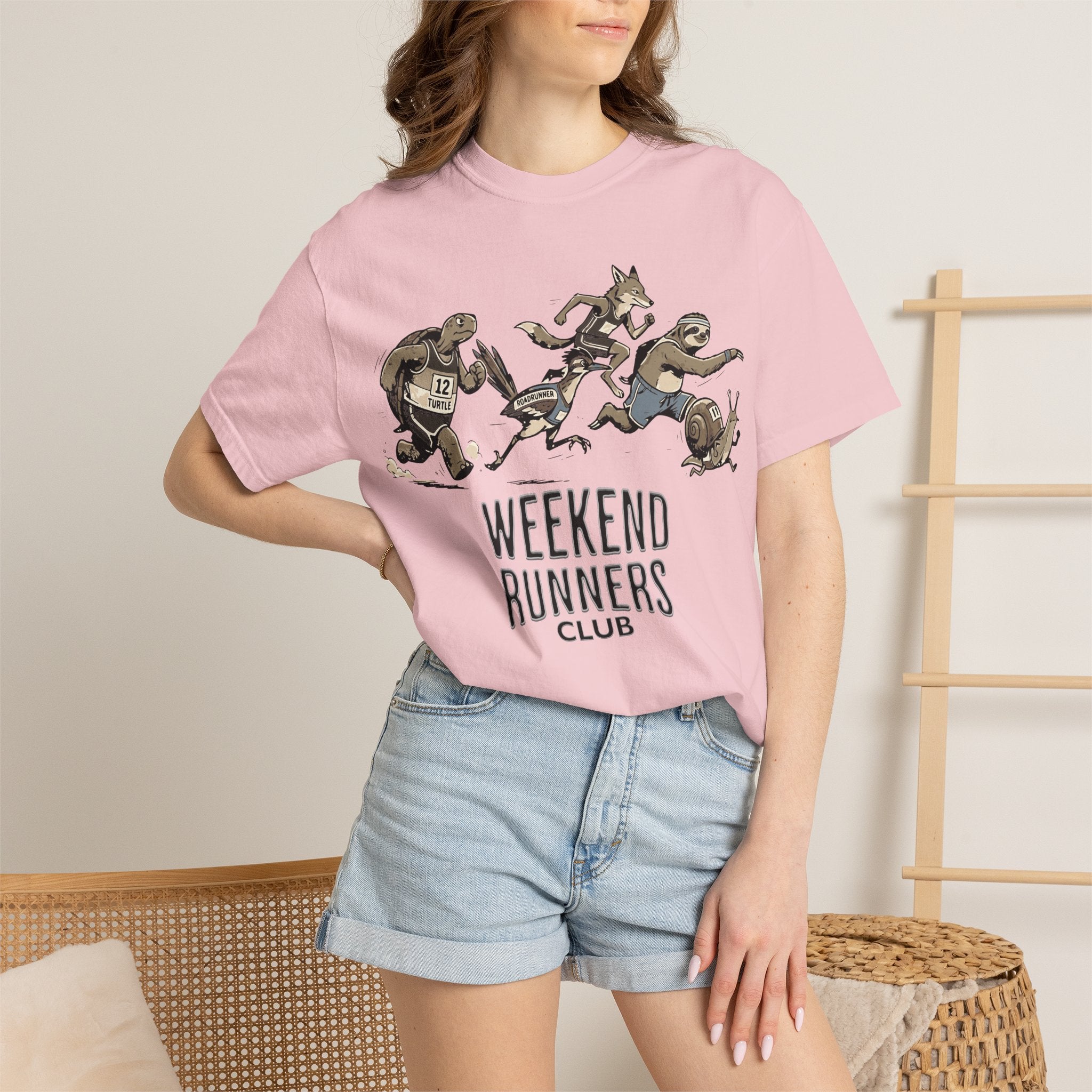Funny Cartoon Animal Runner T-Shirt — Humorous Running Personality Tee