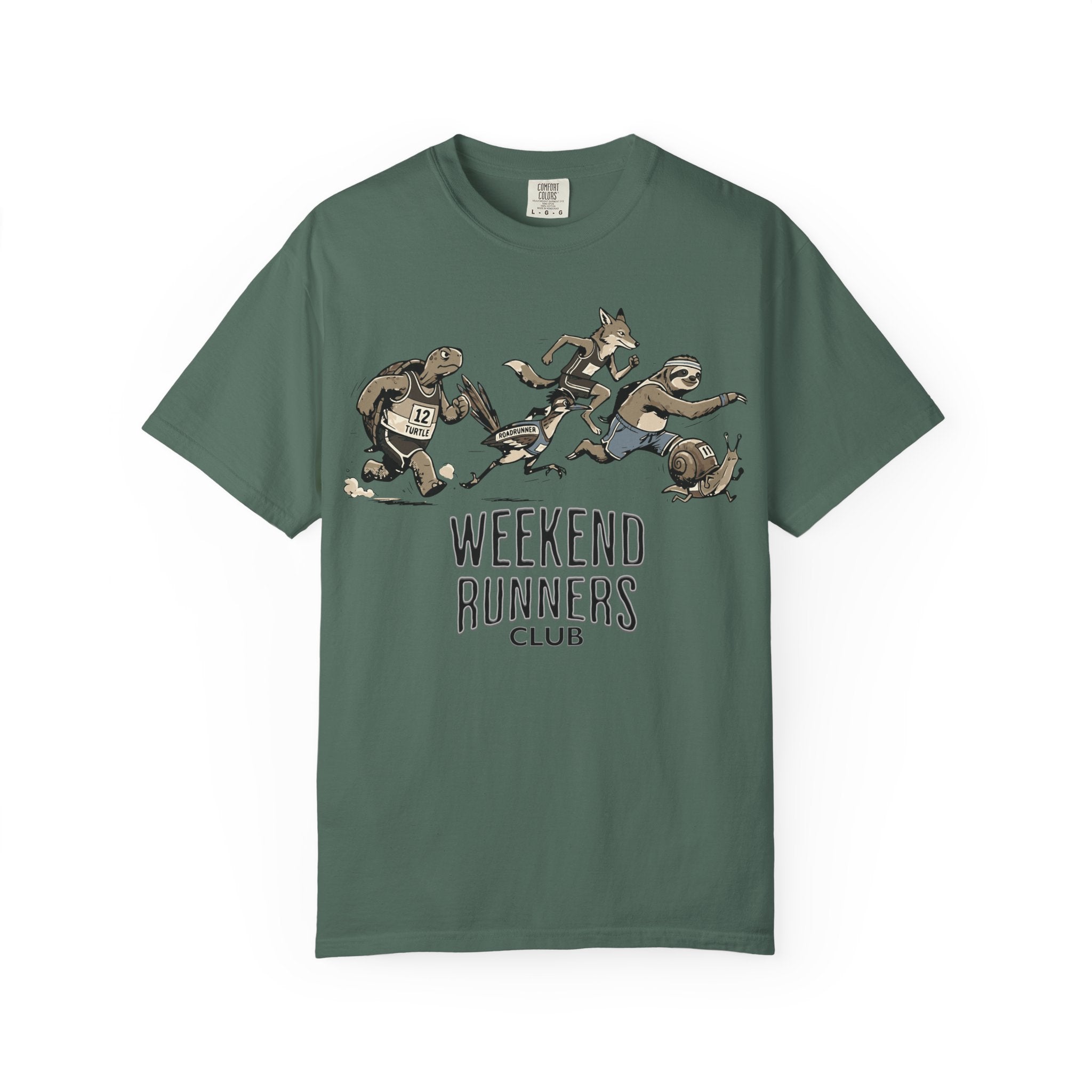 Funny Cartoon Animal Runner T-Shirt — Humorous Running Personality Tee