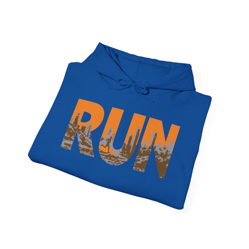 Run Graphic Hoodie — City Scape Silhouette Running Sweatshirt