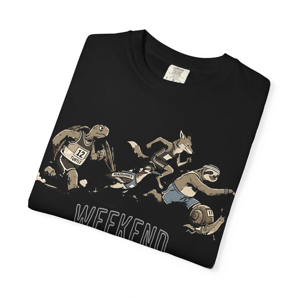 Funny Cartoon Animal Runner T-Shirt — Humorous Running Personality Tee