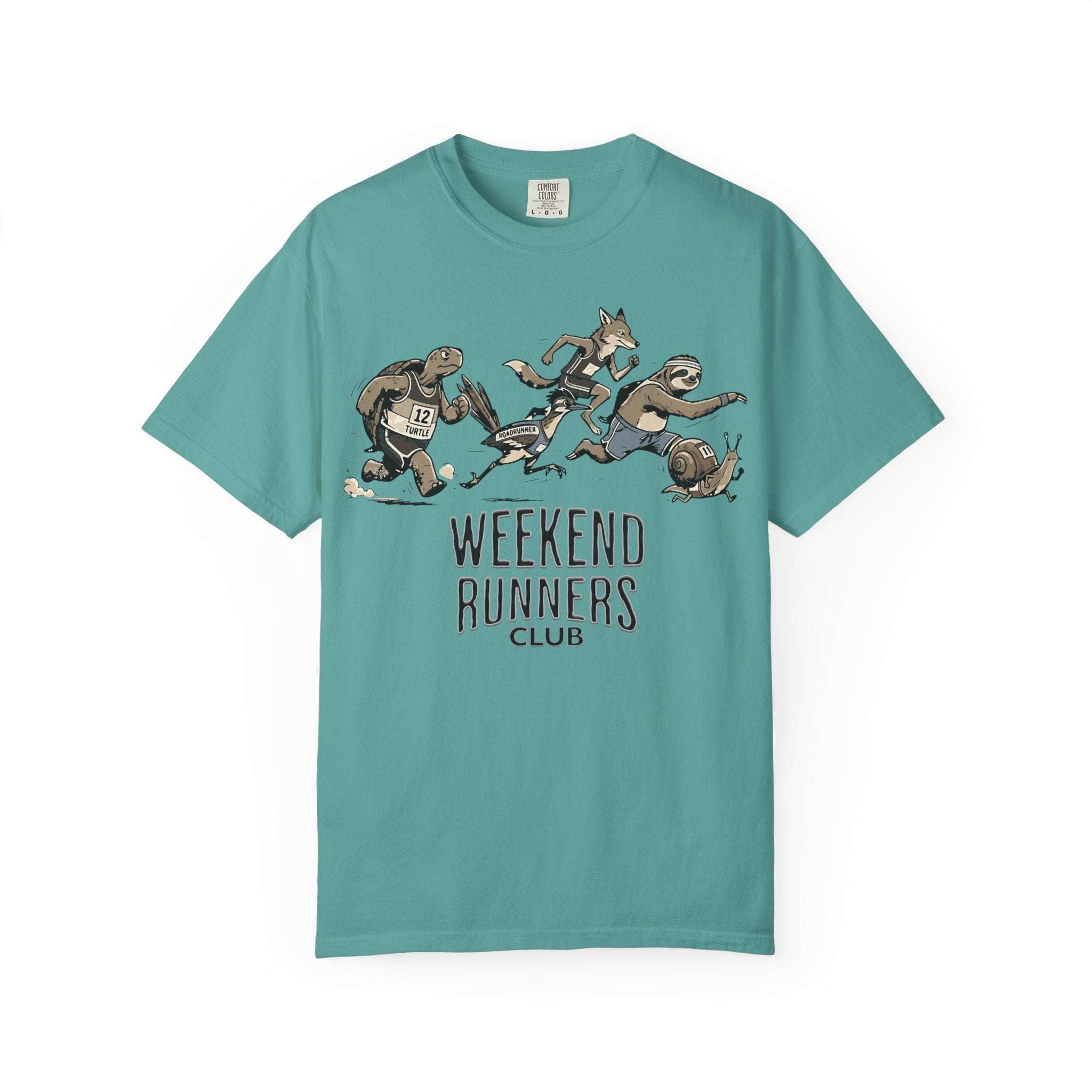Funny Cartoon Animal Runner T-Shirt — Humorous Running Personality Tee